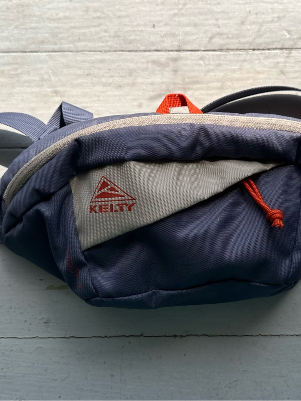 Kelty Navy and Light GreenBelt Bag with Orange Accents